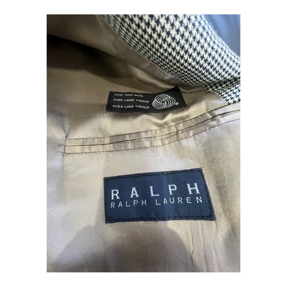 POLO M RALPH LAUREN Mens  Brown Houndstooth Wool Jacket Blazer Size 42R - Picture 12 of 13